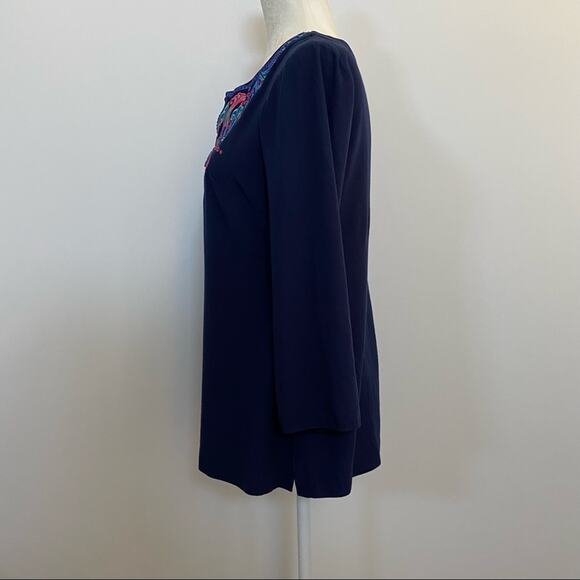 Lilly Pulitzer Navy Beaded Embroidered Tunic Top - Picture 3 of 7